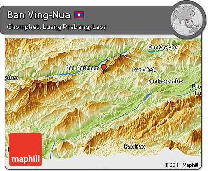 Physical Panoramic Map of Ban Ving-Nua