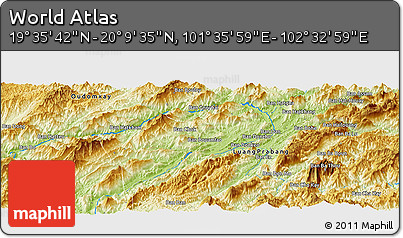Physical Panoramic Map of the Area around 19° 52' 38" N, 102° 4' 29" E
