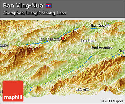 Physical Panoramic Map of Ban Ving-Nua