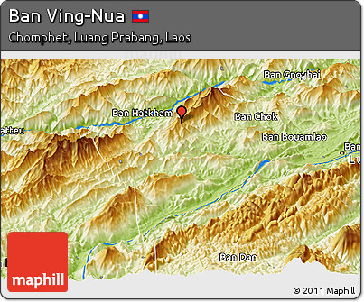 Physical Panoramic Map of Ban Ving-Nua