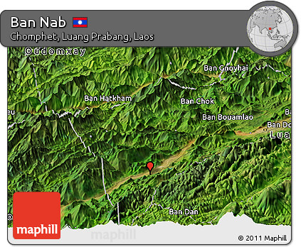 Satellite Panoramic Map of Ban Nab
