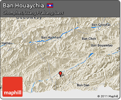 Shaded Relief Panoramic Map of Ban Houaychia
