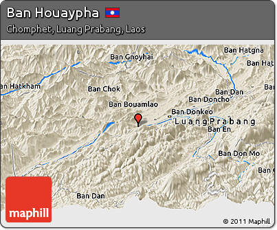 Shaded Relief Panoramic Map of Ban Houaypha