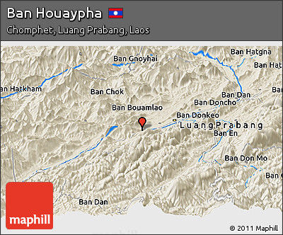 Shaded Relief Panoramic Map of Ban Houaypha