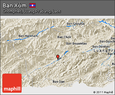 Shaded Relief Panoramic Map of Ban Xôm