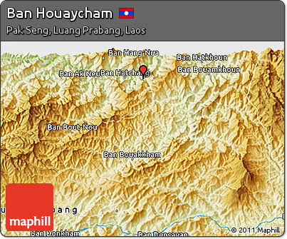 Physical 3D Map of Ban Houaycham