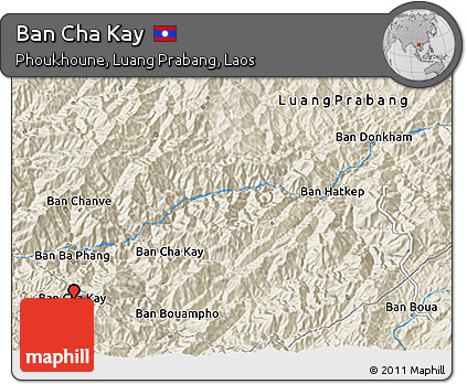 Shaded Relief 3D Map of Ban Cha Kay