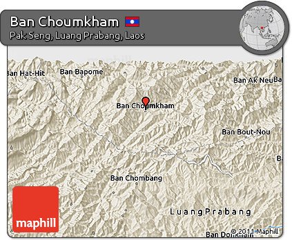 Shaded Relief 3D Map of Ban Choumkham