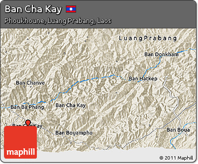 Shaded Relief 3D Map of Ban Cha Kay