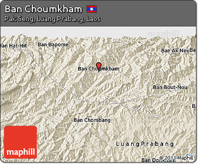 Shaded Relief 3D Map of Ban Choumkham