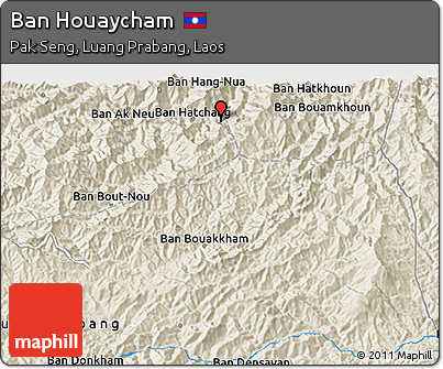 Shaded Relief 3D Map of Ban Houaycham