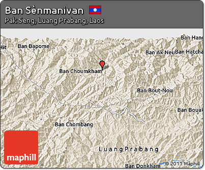 Shaded Relief 3D Map of Ban Sènmanivan