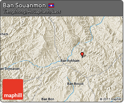 Shaded Relief 3D Map of Ban Souanmon