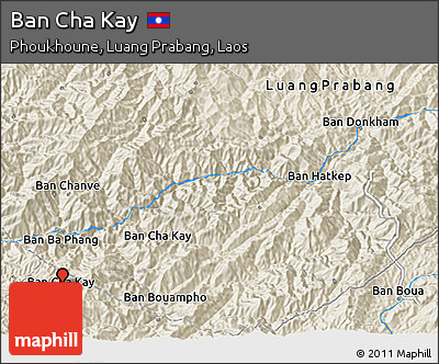 Shaded Relief 3D Map of Ban Cha Kay