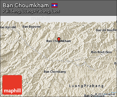Shaded Relief 3D Map of Ban Choumkham