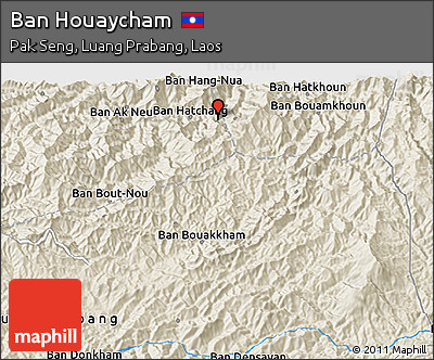 Shaded Relief 3D Map of Ban Houaycham