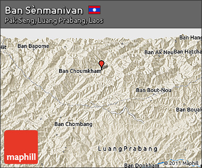 Shaded Relief 3D Map of Ban Sènmanivan