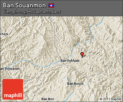 Shaded Relief 3D Map of Ban Souanmon
