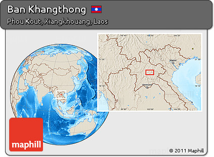 Shaded Relief Location Map of Ban Khangthong