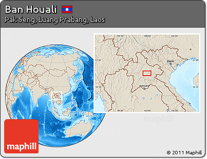 Shaded Relief Location Map of Ban Houali