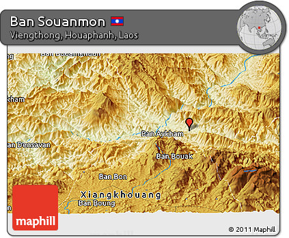 Physical Panoramic Map of Ban Souanmon