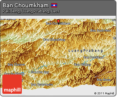 Physical Panoramic Map of Ban Choumkham