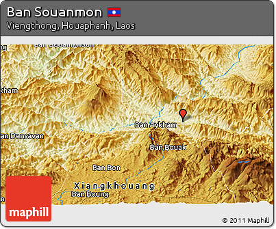 Physical Panoramic Map of Ban Souanmon