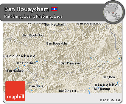Shaded Relief Panoramic Map of Ban Houaycham
