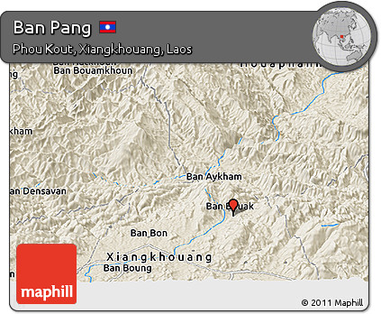 Shaded Relief Panoramic Map of Ban Pang