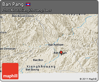 Shaded Relief Panoramic Map of Ban Pang