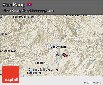 Shaded Relief Panoramic Map of Ban Pang