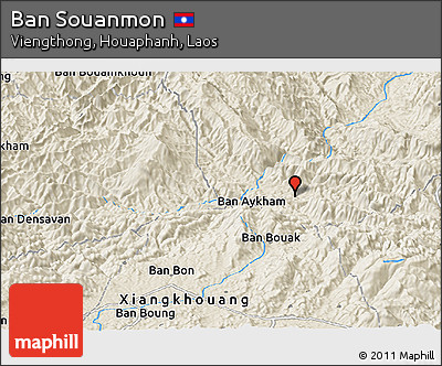 Shaded Relief Panoramic Map of Ban Souanmon