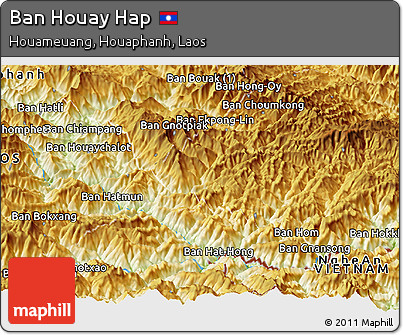 Physical Panoramic Map of Ban Houay Hap