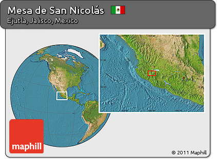 Satellite Location Map of Mesa De San Nicolás