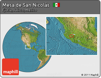 Satellite Location Map of Mesa De San Nicolás