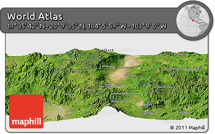 Satellite Panoramic Map of the Area around 19° 52' 38" N, 103° 37' 30" W
