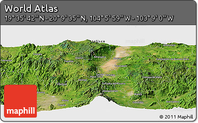 Satellite Panoramic Map of the Area around 19° 52' 38" N, 103° 37' 30" W
