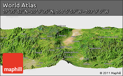 Satellite Panoramic Map of the Area around 19° 52' 38" N, 103° 37' 30" W