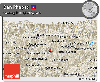 Shaded Relief Panoramic Map of Ban Phapat