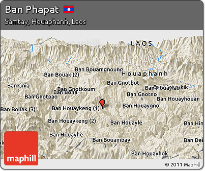 Shaded Relief Panoramic Map of Ban Phapat