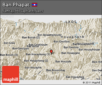 Shaded Relief Panoramic Map of Ban Phapat