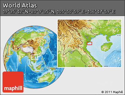 Physical Location Map of the Area around 19° 52' 38" N, 106° 19' 29" E