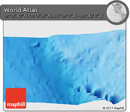 Political 3D Map of the Area around 19° 52' 38" N, 106° 10' 30" W