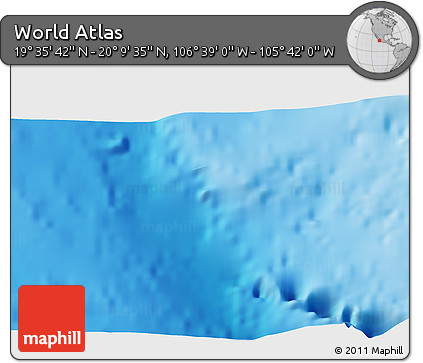 Shaded Relief 3D Map of the Area around 19° 52' 38" N, 106° 10' 30" W