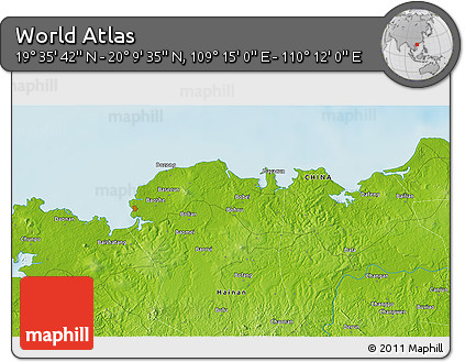 Physical 3D Map of the Area around 19° 52' 38" N, 109° 43' 29" E