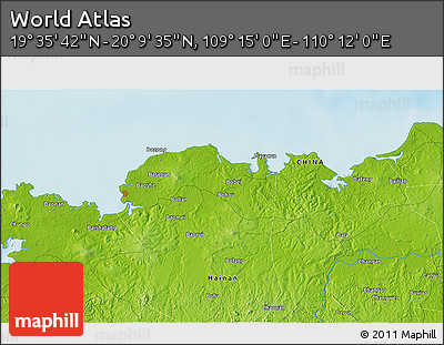 Physical 3D Map of the Area around 19° 52' 38" N, 109° 43' 29" E