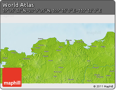 Physical 3D Map of the Area around 19° 52' 38" N, 109° 43' 29" E