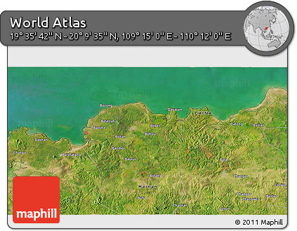 Satellite 3D Map of the Area around 19° 52' 38" N, 109° 43' 29" E