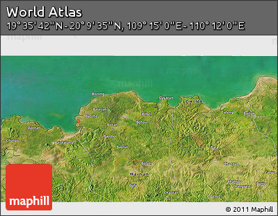 Satellite 3D Map of the Area around 19° 52' 38" N, 109° 43' 29" E