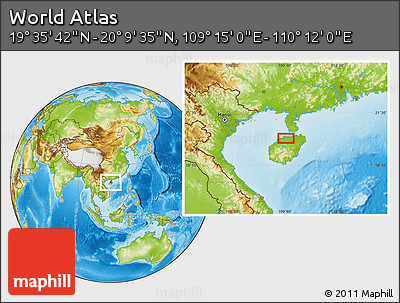 Physical Location Map of the Area around 19° 52' 38" N, 109° 43' 29" E